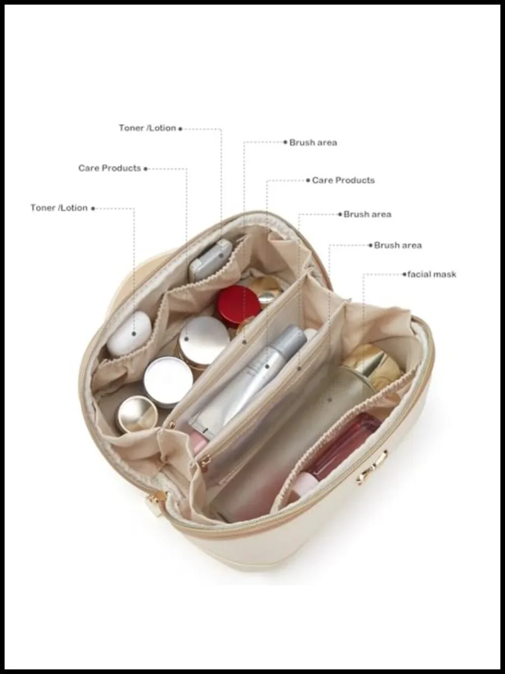 Large Capacity Travel Makeup Bag Waterproof Faux Leather Toiletry Organizer Set